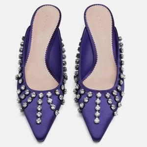 Zara Embellished Heeled Mules- Size 9